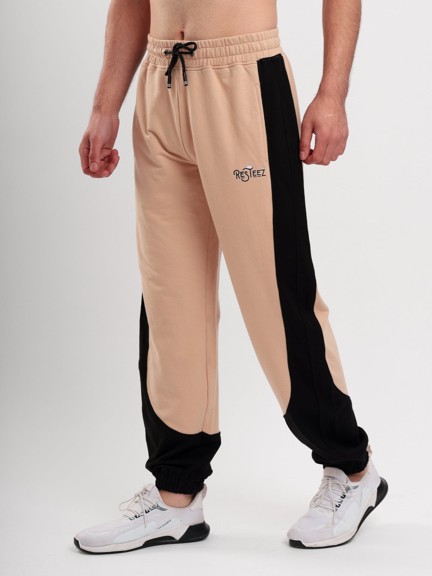 Men's Regular Fit Cotton Blend Track Pant with Side Panel Design, Elastic Waist & Drawstring