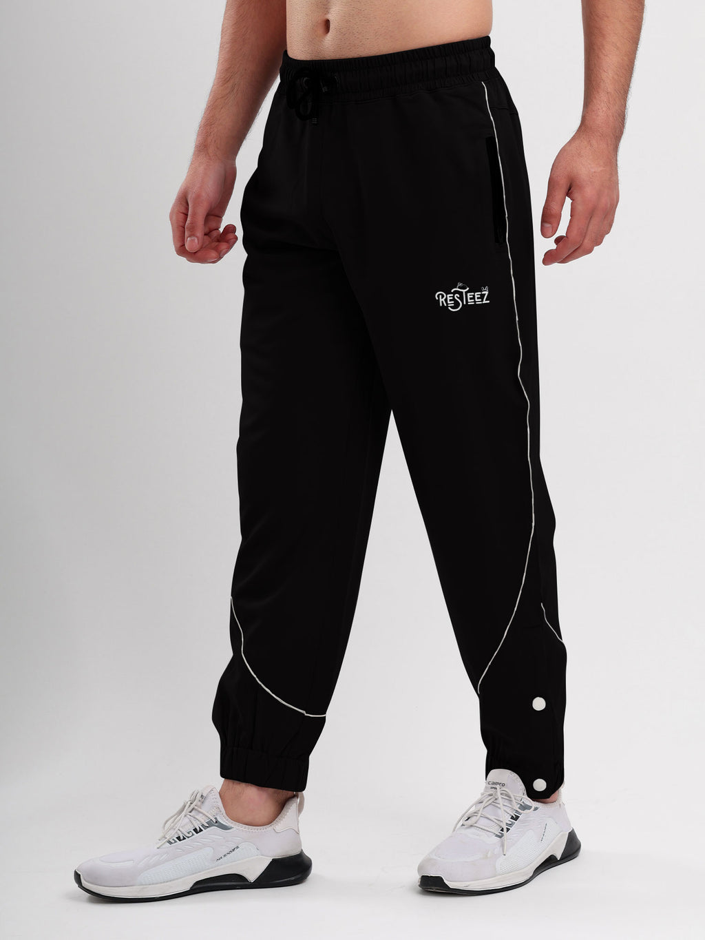 Men Active Jogger Track Pant with Reflective Piping Elastic Cuff and Zip Pockets