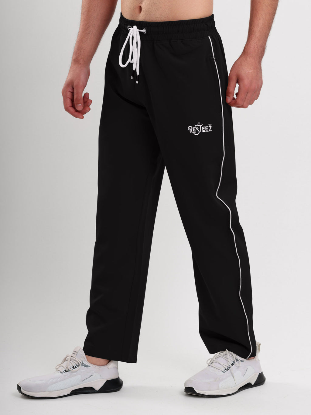 Men's Premium Straight Fit Track Pants with Zipper Pockets & Drawstring Waist