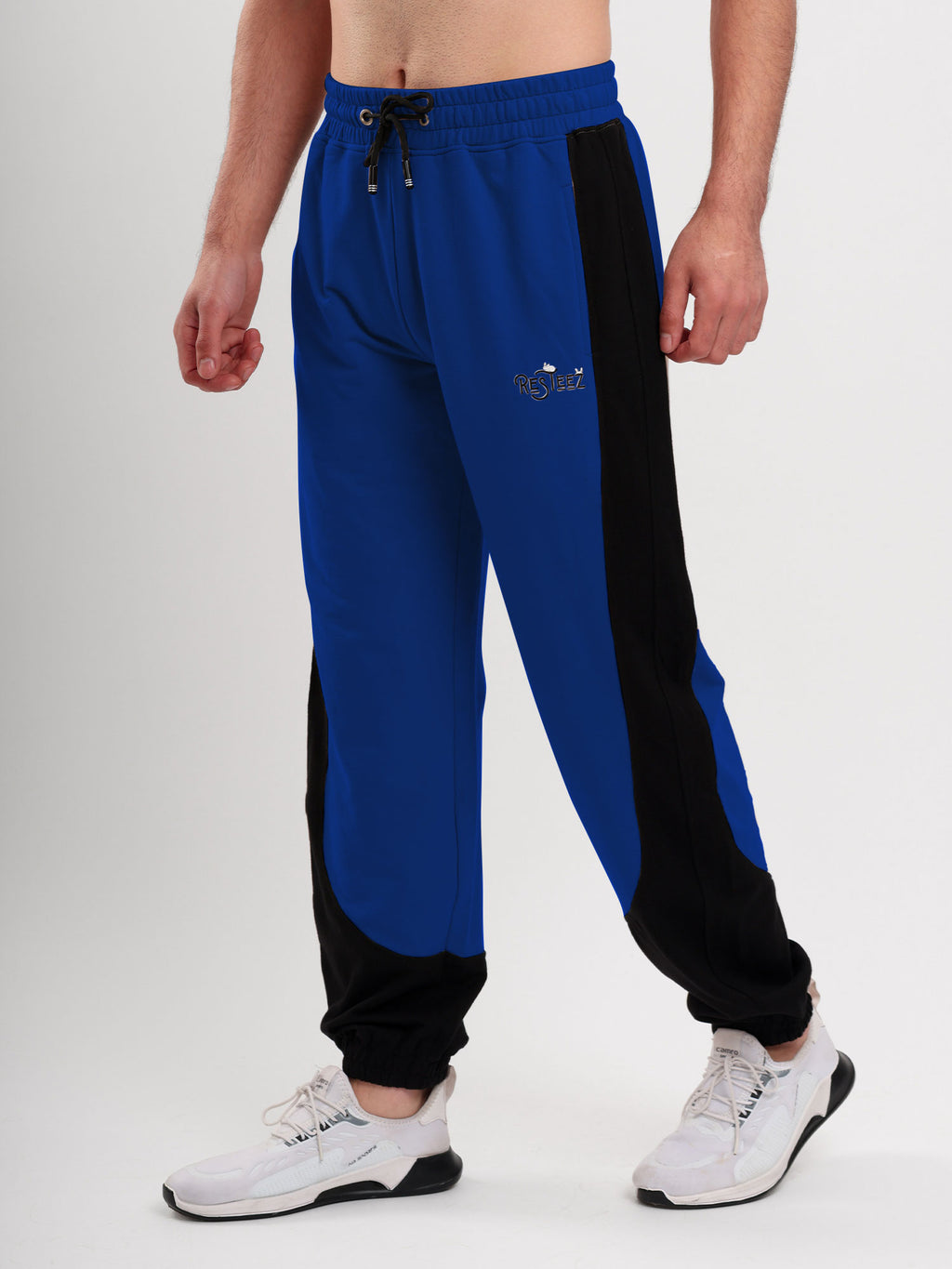 Men's Regular Fit Cotton Blend Track Pant with Side Panel Design, Elastic Waist & Drawstring
