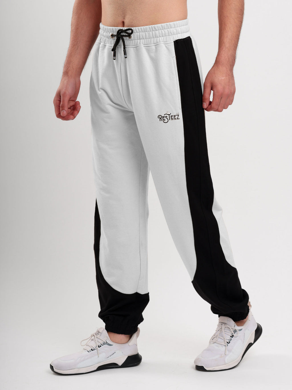 Men's Regular Fit Cotton Blend Track Pant with Side Panel Design, Elastic Waist & Drawstring