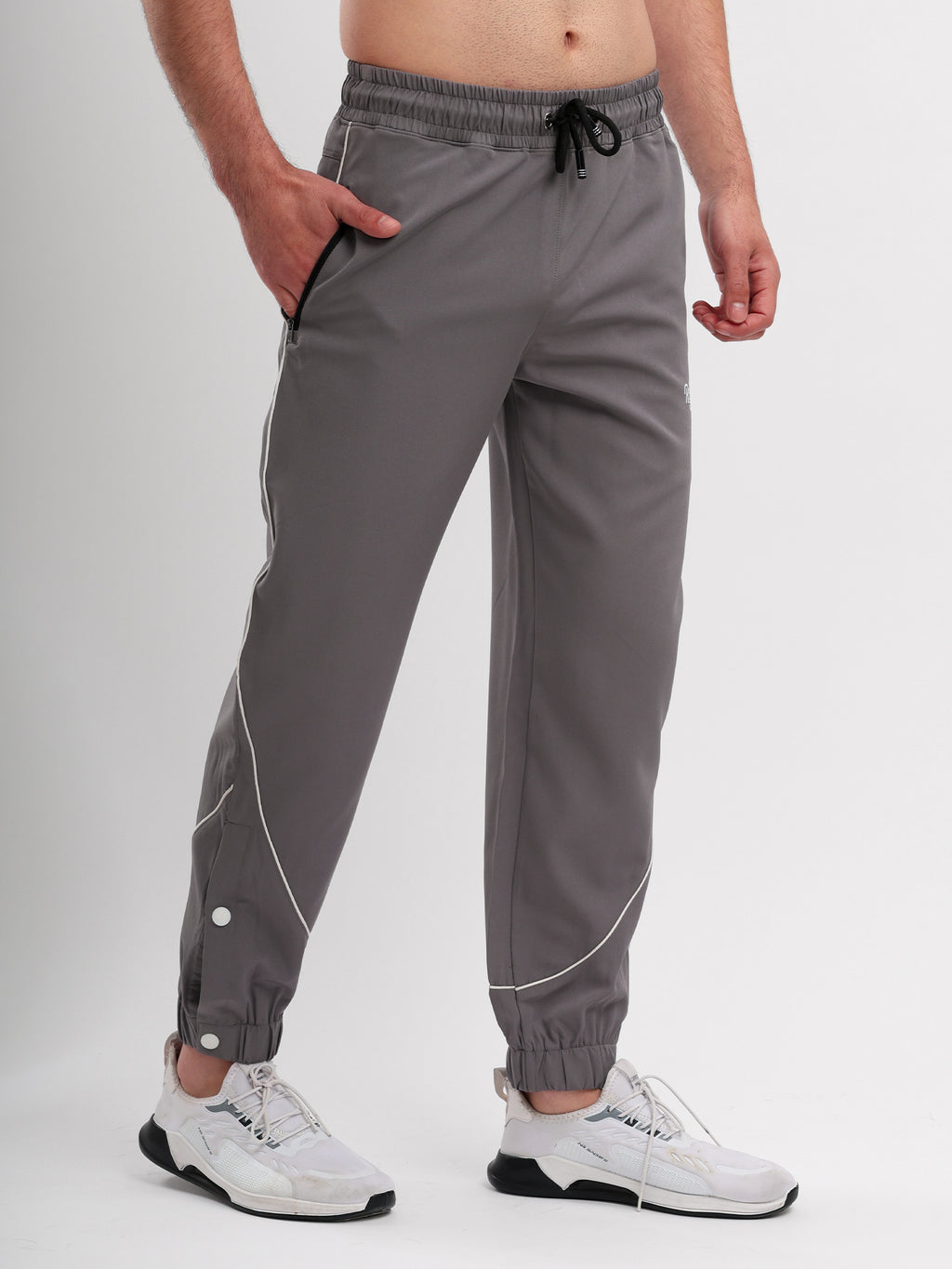 Men Active Jogger Track Pant with Reflective Piping Elastic Cuff and Zip Pockets