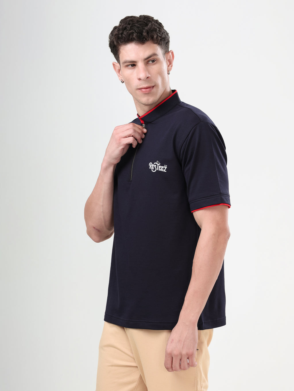 Men's Premium Half Zip Polo T-Shirt | Regular Fit | Soft Cotton Blend | Casual & Smart Casual Wear