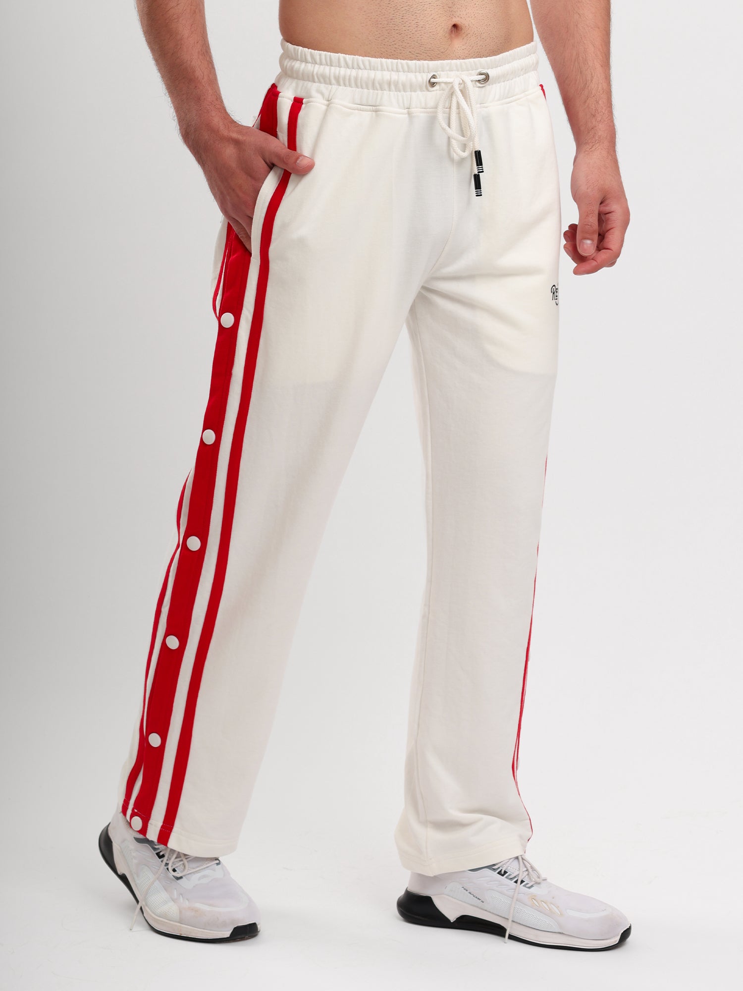 Men's Regular Fit Side Snap Track Pant with Adjustable Drawstring, Side Pockets & Straight Fit