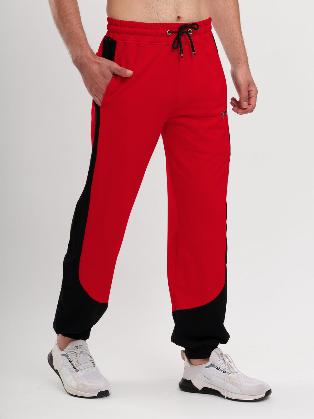 Men's Regular Fit Cotton Blend Track Pant with Side Panel Design, Elastic Waist & Drawstring