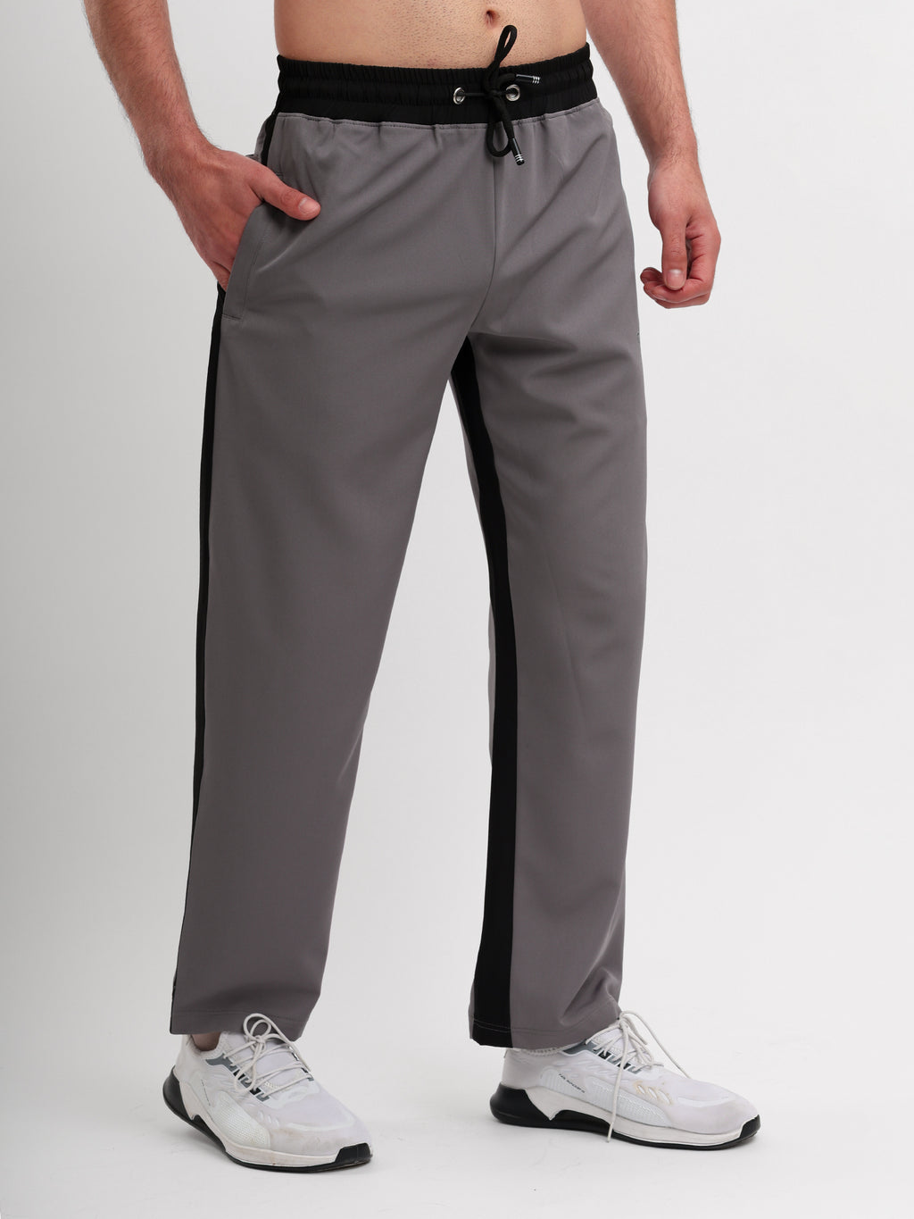 Men Regular Fit Track Pant with Contrast Side Panels and Elastic Waist