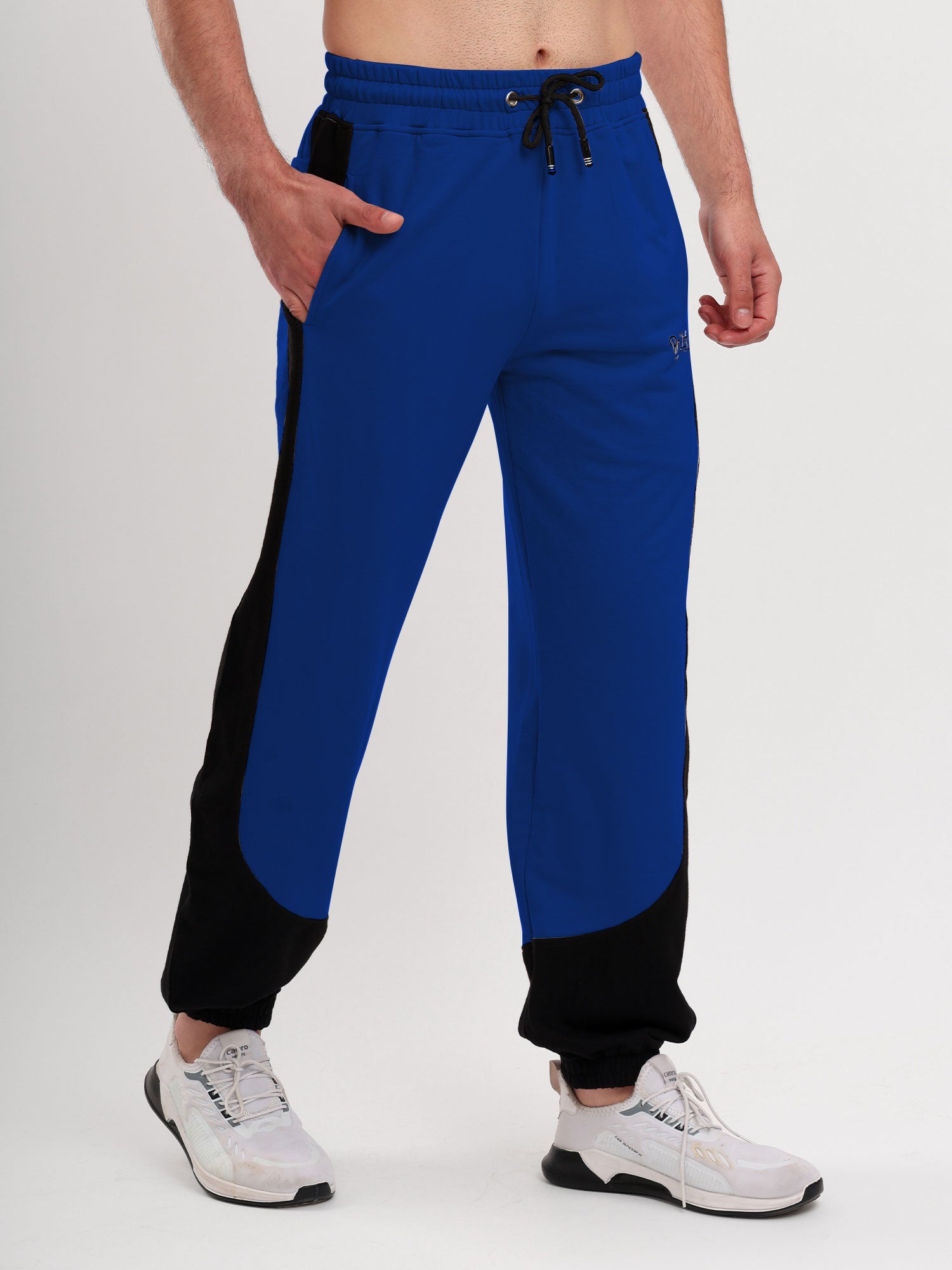 Men's Regular Fit Cotton Blend Track Pant with Side Panel Design, Elastic Waist & Drawstring