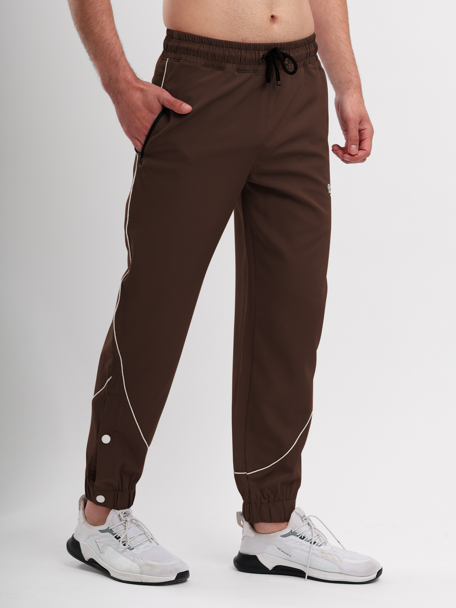Men Active Jogger Track Pant with Reflective Piping Elastic Cuff and Zip Pockets
