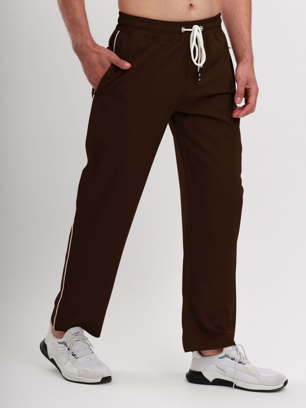 Men's Premium Straight Fit Track Pants with Zipper Pockets & Drawstring Waist
