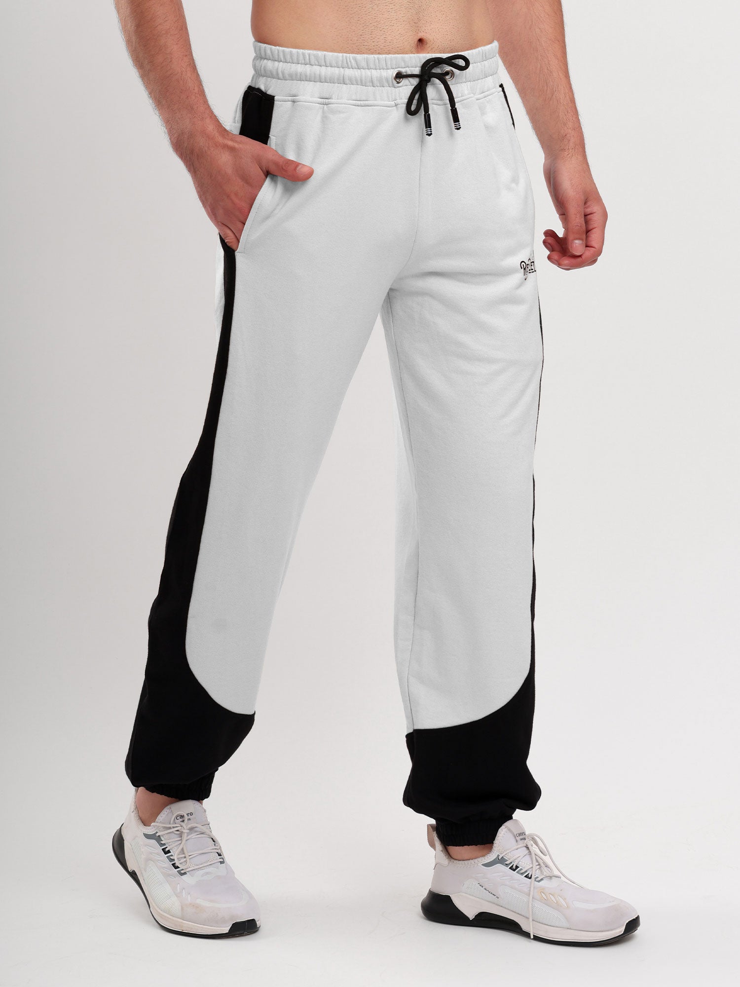 Men's Regular Fit Cotton Blend Track Pant with Side Panel Design, Elastic Waist & Drawstring