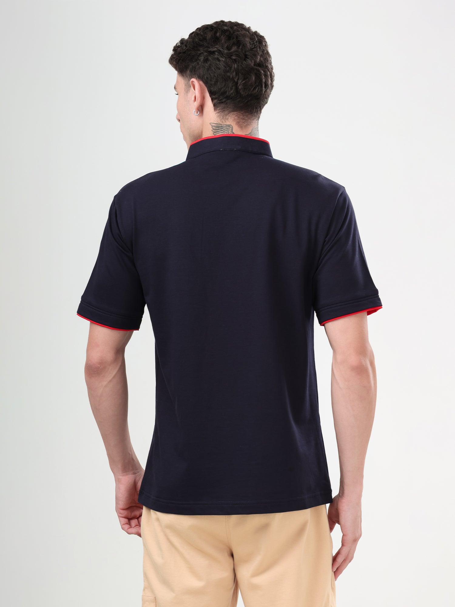 Men's Premium Half Zip Polo T-Shirt | Regular Fit | Soft Cotton Blend | Casual & Smart Casual Wear