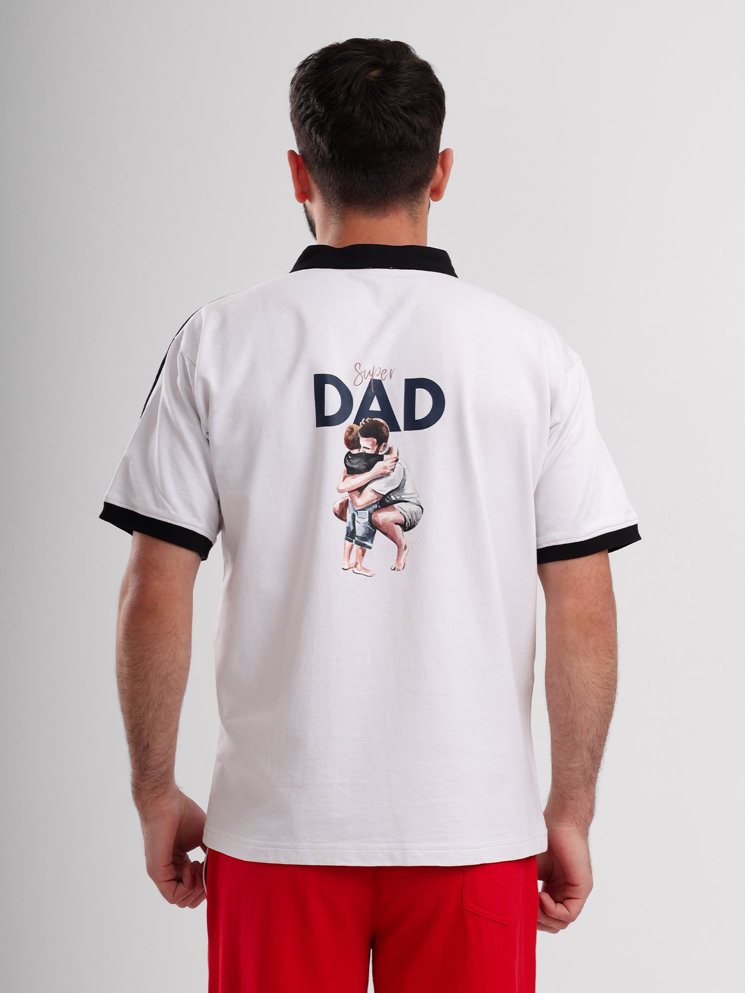 Men's Premium Half Zip Polo T-Shirt with Back Graphic Print