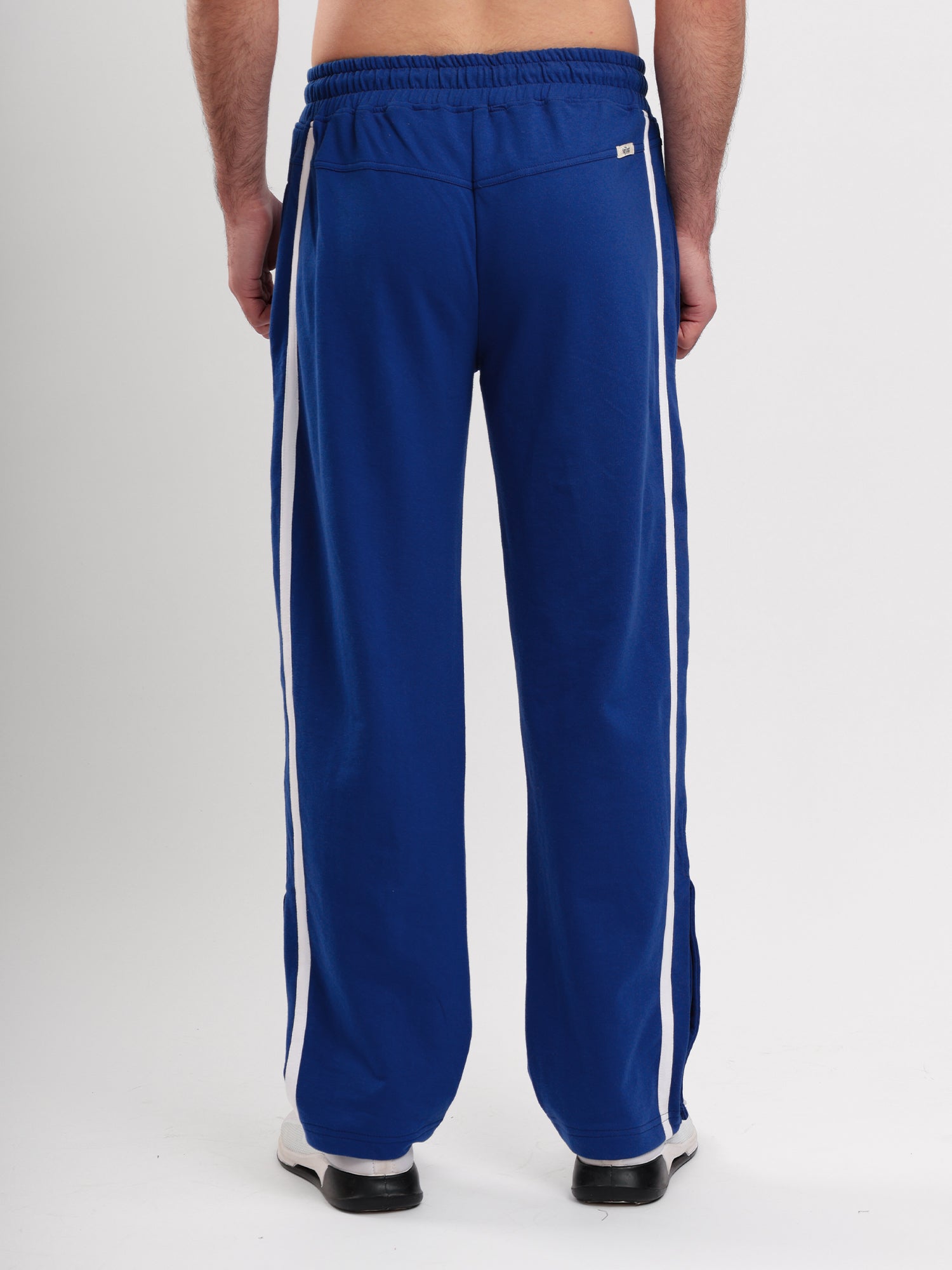 Men's Regular Fit Athletic Track Pant with Side Stripe, Snap Button Hem & Drawstring Waist