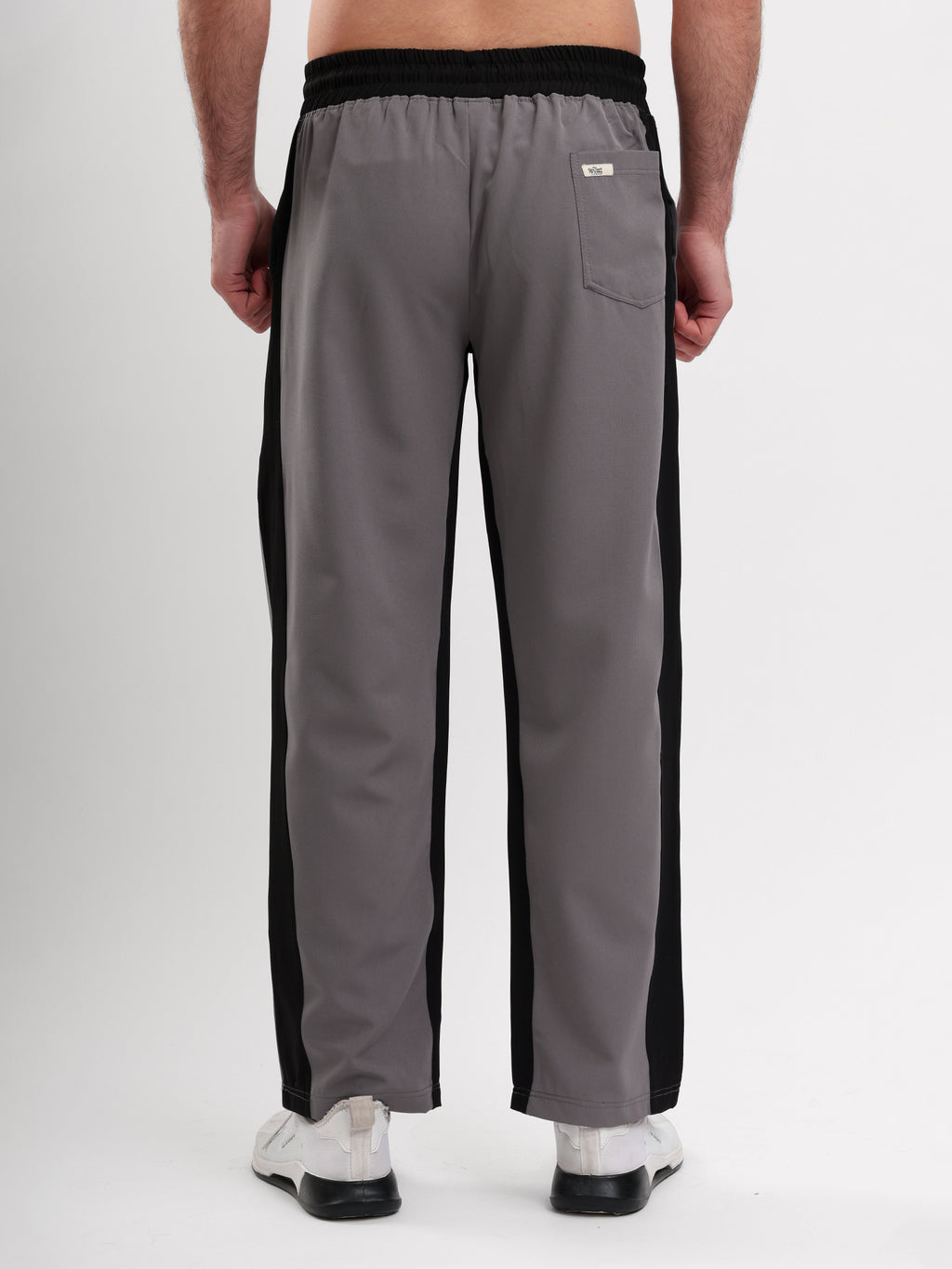 Men Regular Fit Track Pant with Contrast Side Panels and Elastic Waist