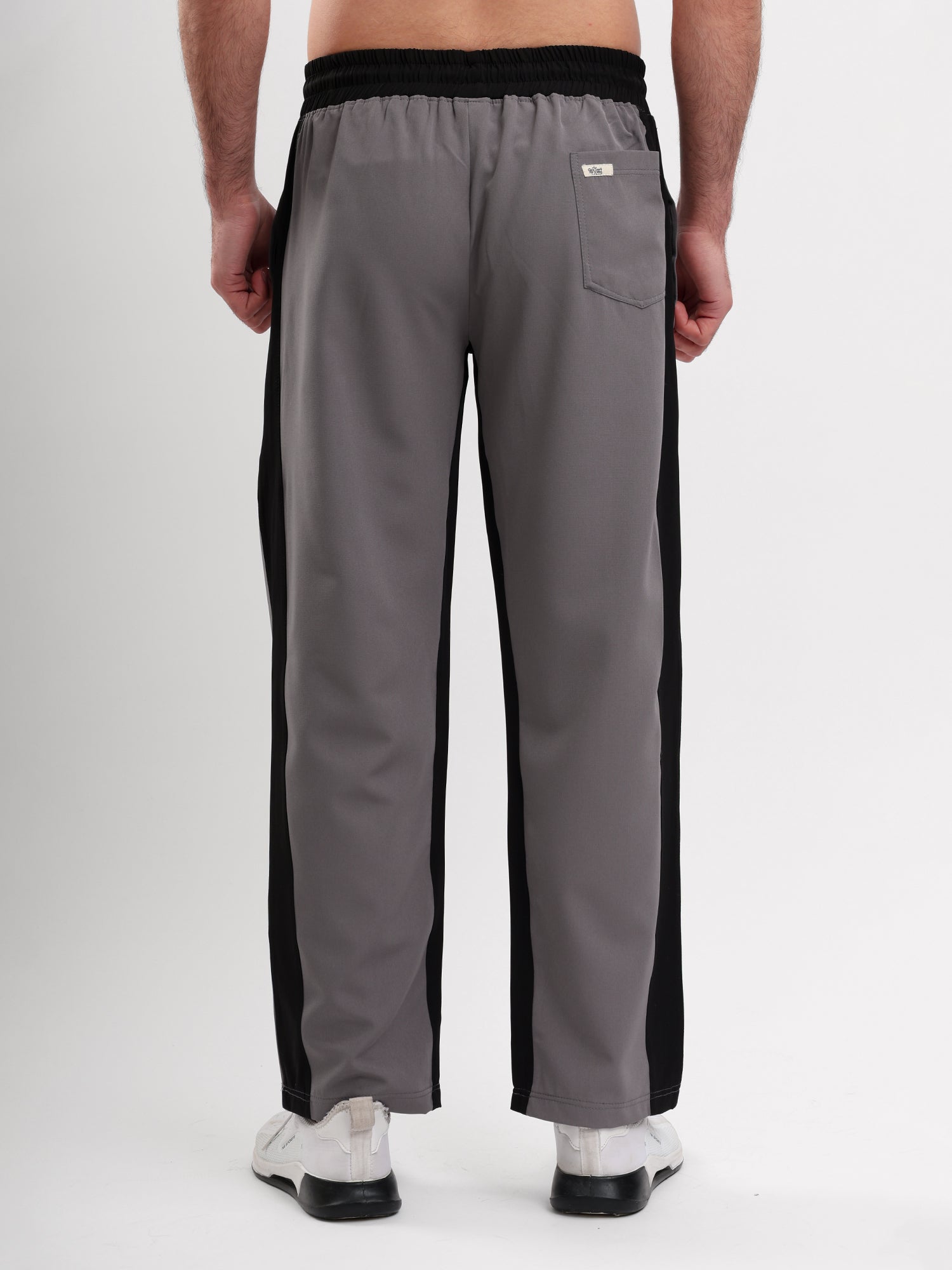 Men Regular Fit Track Pant with Contrast Side Panels and Elastic Waist