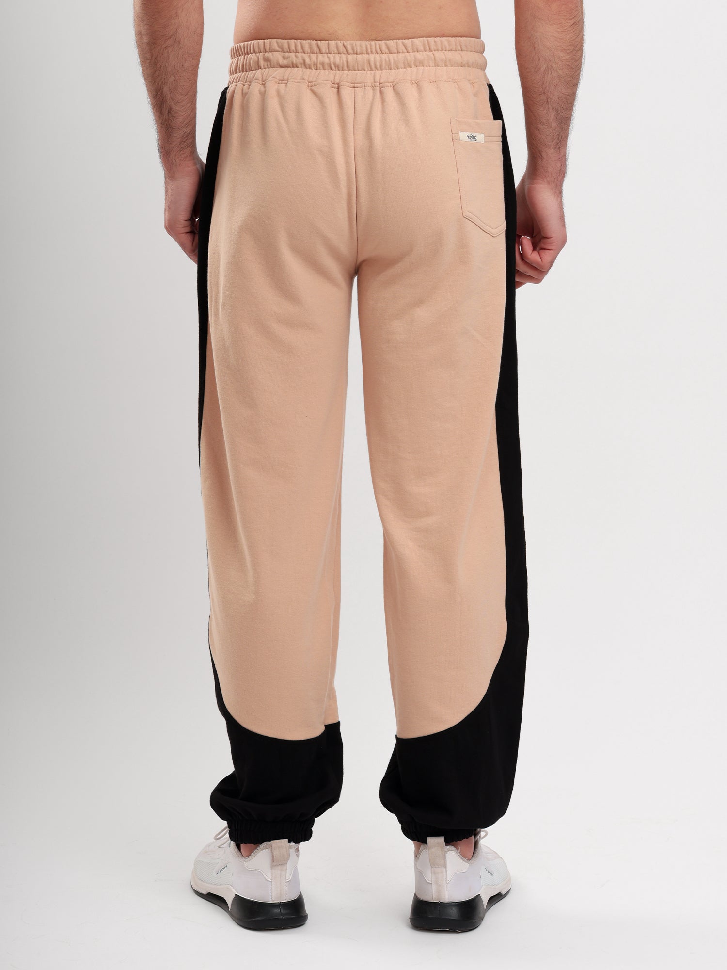 Men's Regular Fit Cotton Blend Track Pant with Side Panel Design, Elastic Waist & Drawstring