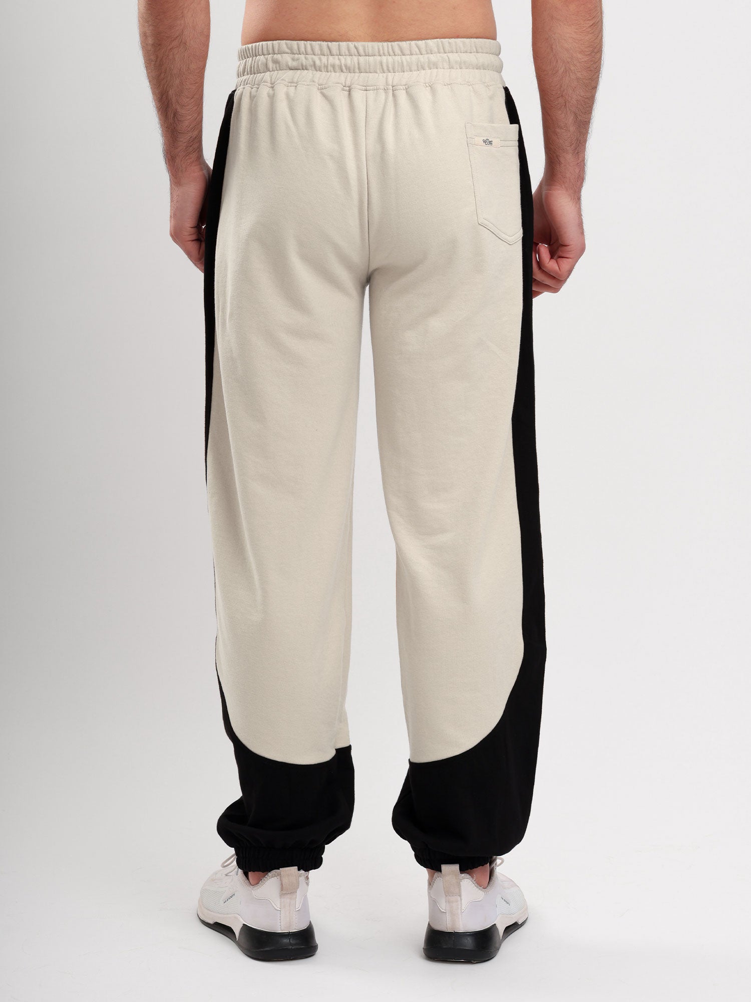 Men's Regular Fit Cotton Blend Track Pant with Side Panel Design, Elastic Waist & Drawstring