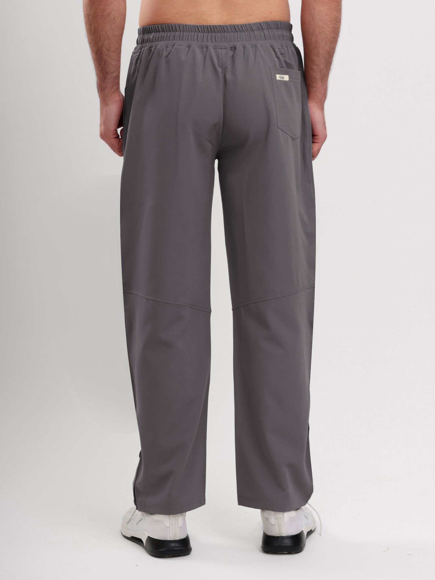 Men's Regular Fit Snap Button Track Pant with Elastic Waist, Drawstring & Straight Leg Design