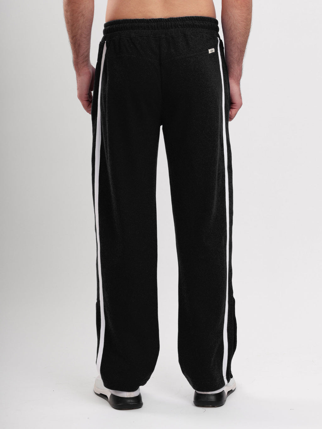 Men's Regular Fit Athletic Track Pant with Side Stripe, Snap Button Hem & Drawstring Waist