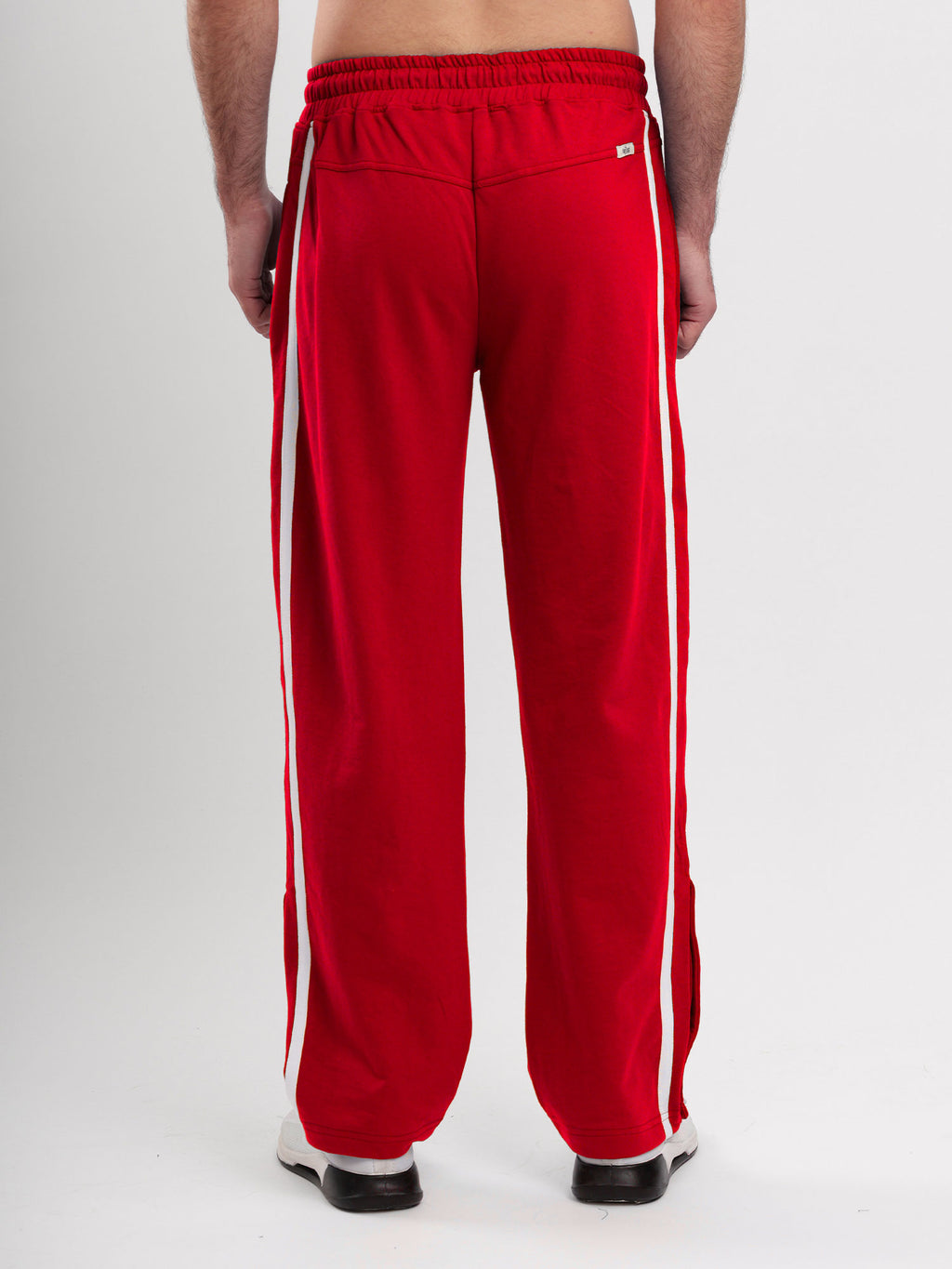 Men's Regular Fit Athletic Track Pant with Side Stripe, Snap Button Hem & Drawstring Waist