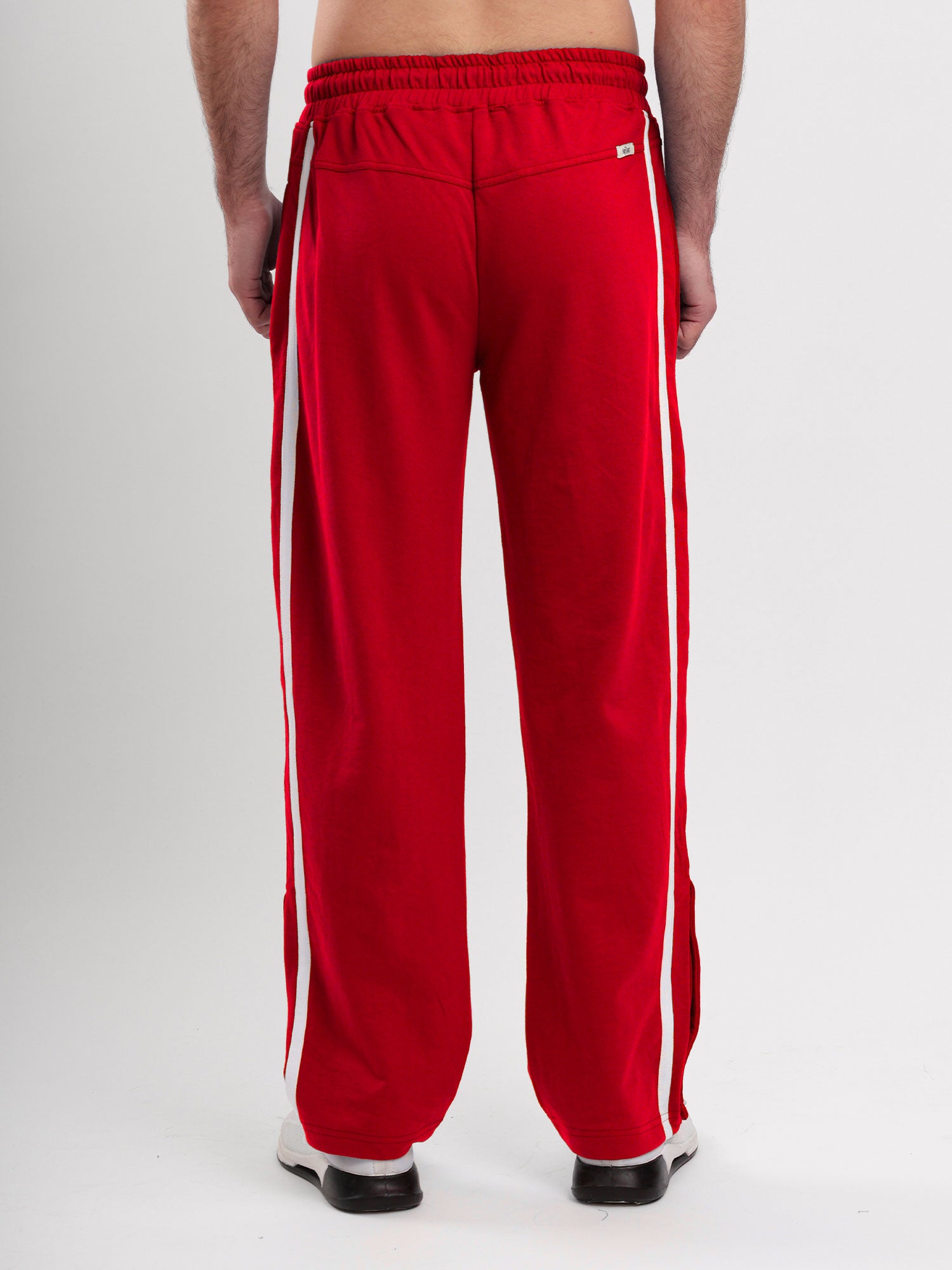 Men's Regular Fit Athletic Track Pant with Side Stripe, Snap Button Hem & Drawstring Waist