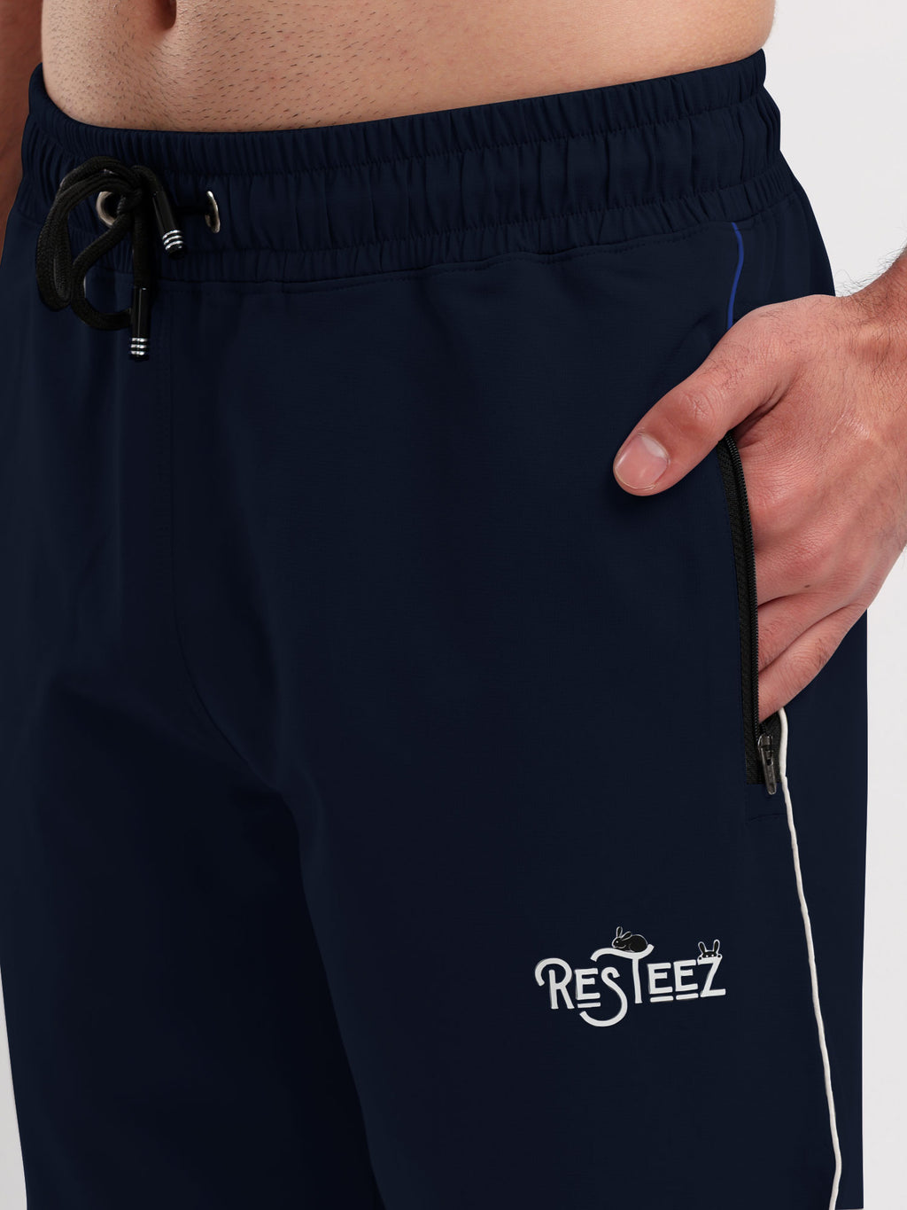 Men Active Jogger Track Pant with Reflective Piping Elastic Cuff and Zip Pockets