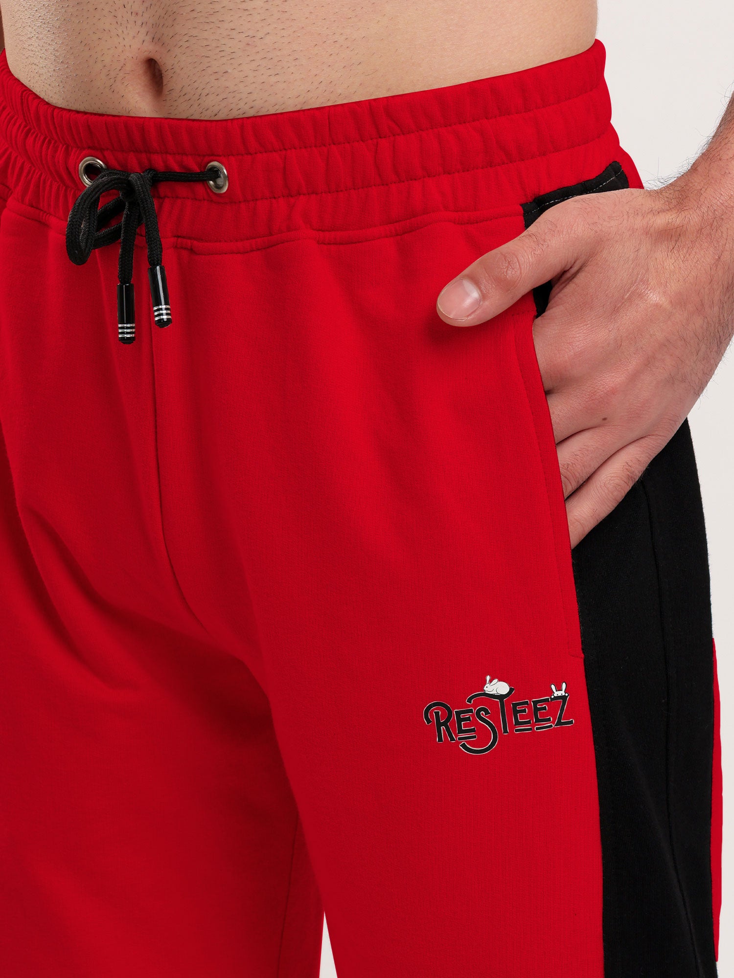 Men's Regular Fit Cotton Blend Track Pant with Side Panel Design, Elastic Waist & Drawstring