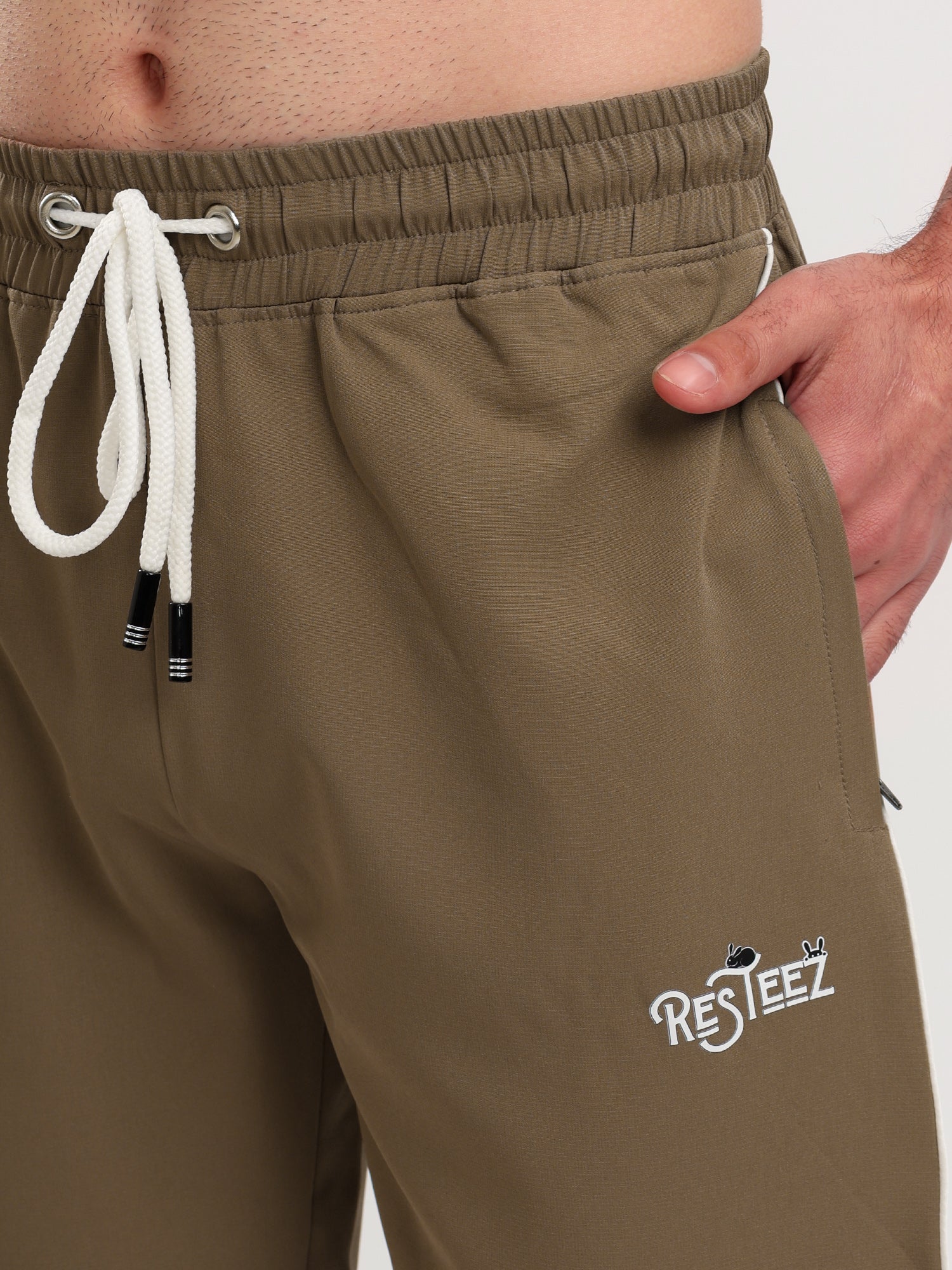 Men's Premium Straight Fit Track Pants with Zipper Pockets & Drawstring Waist