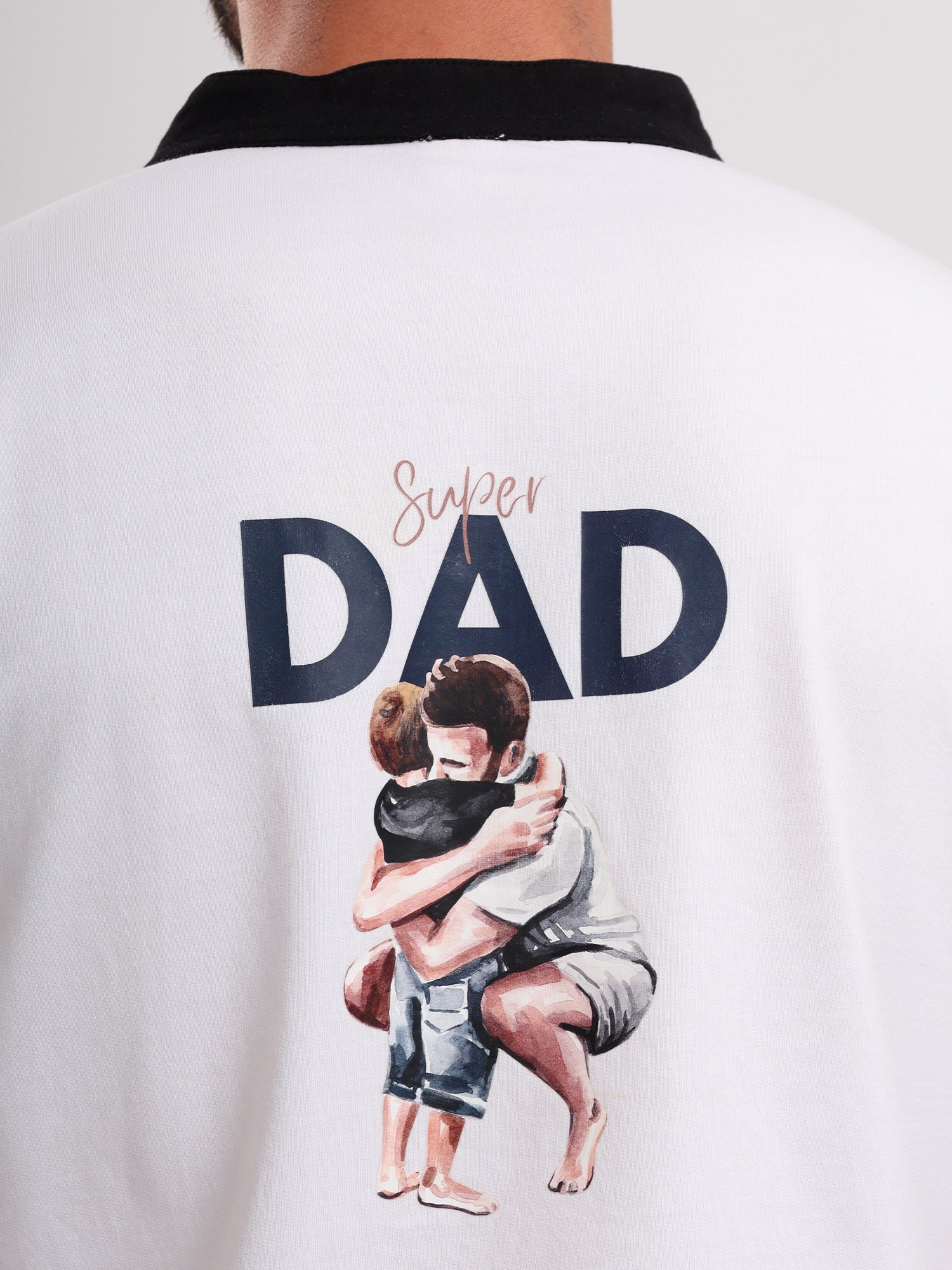 Men's Premium Half Zip Polo T-Shirt with Back Graphic Print