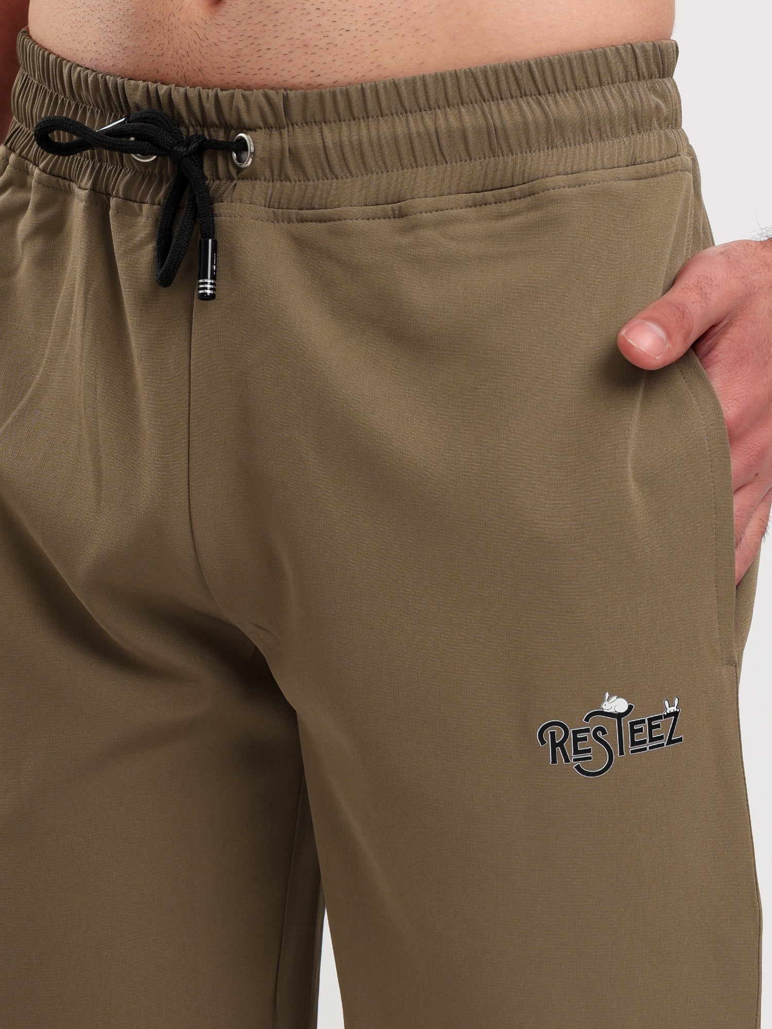 Men's Regular Fit Snap Button Track Pant with Elastic Waist, Drawstring & Straight Leg Design
