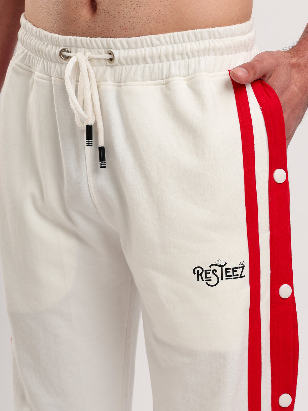 Men's Regular Fit Side Snap Track Pant with Adjustable Drawstring, Side Pockets & Straight Fit