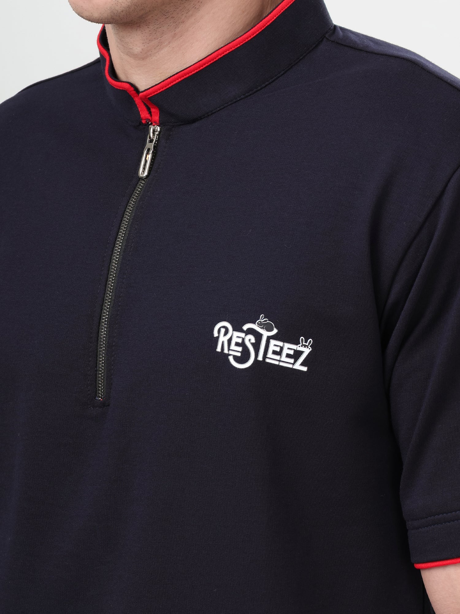 Men's Premium Half Zip Polo T-Shirt | Regular Fit | Soft Cotton Blend | Casual & Smart Casual Wear
