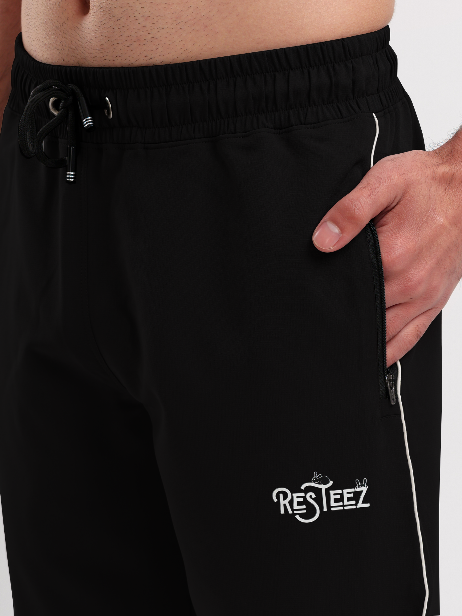 Men Active Jogger Track Pant with Reflective Piping Elastic Cuff and Zip Pockets