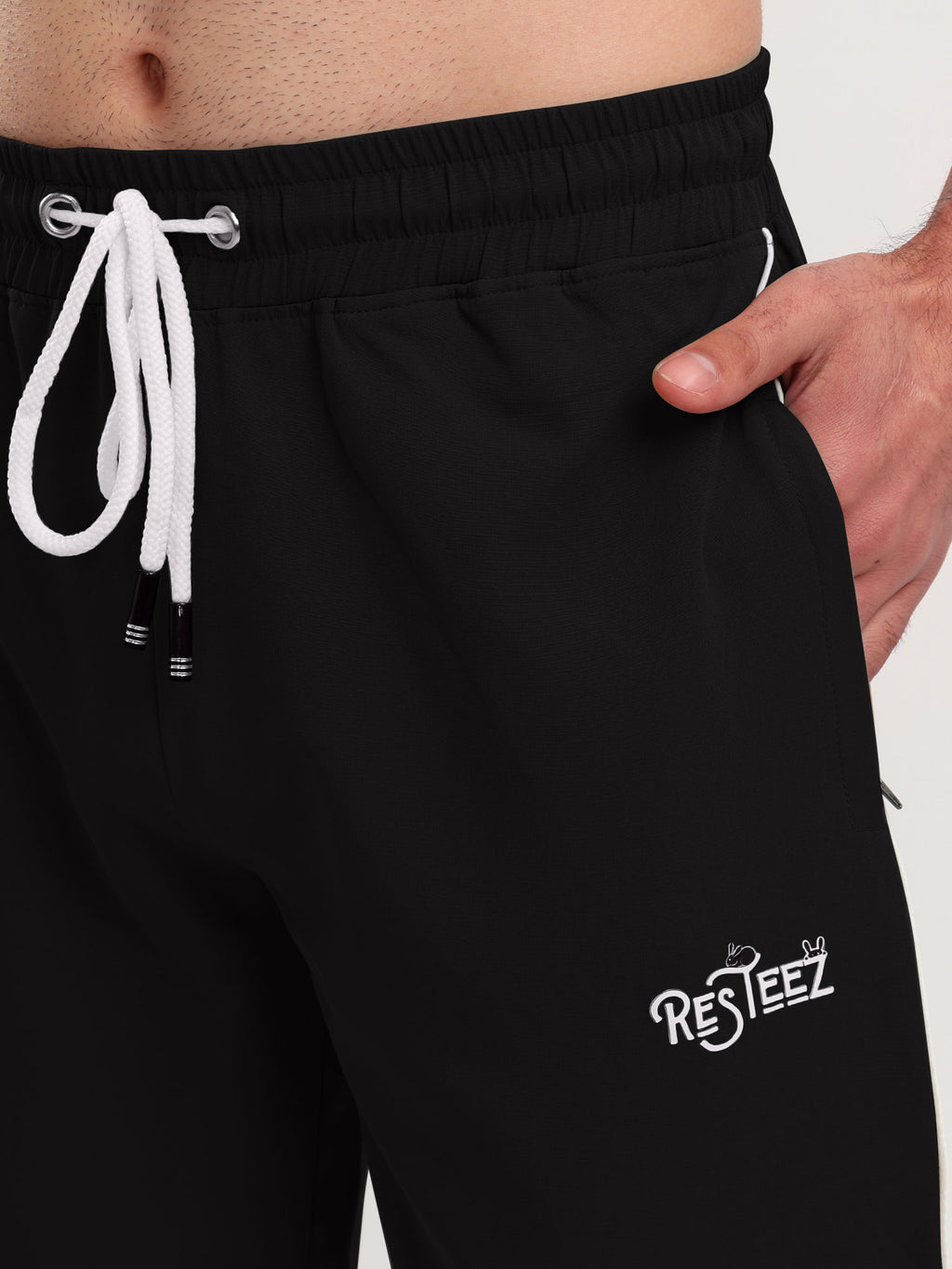 Men's Premium Straight Fit Track Pants with Zipper Pockets & Drawstring Waist