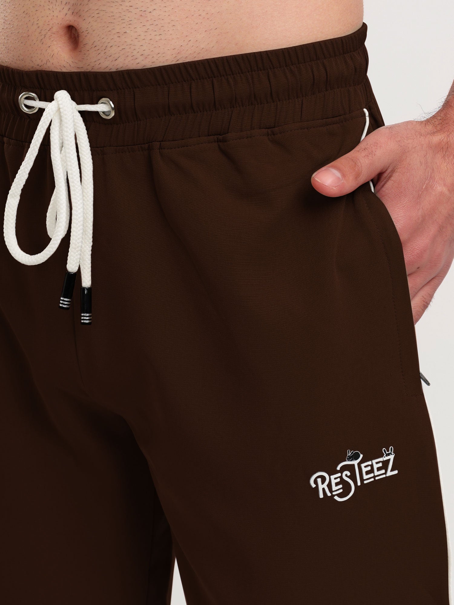 Men's Premium Straight Fit Track Pants with Zipper Pockets & Drawstring Waist