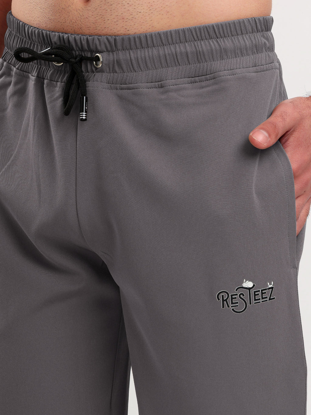 Men's Regular Fit Snap Button Track Pant with Elastic Waist, Drawstring & Straight Leg Design