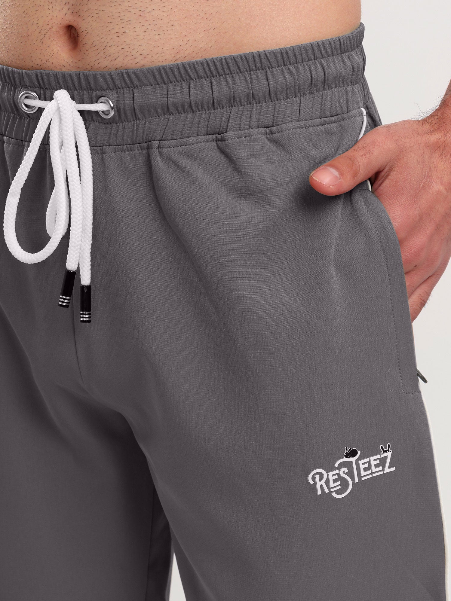 Men's Premium Straight Fit Track Pants with Zipper Pockets & Drawstring Waist