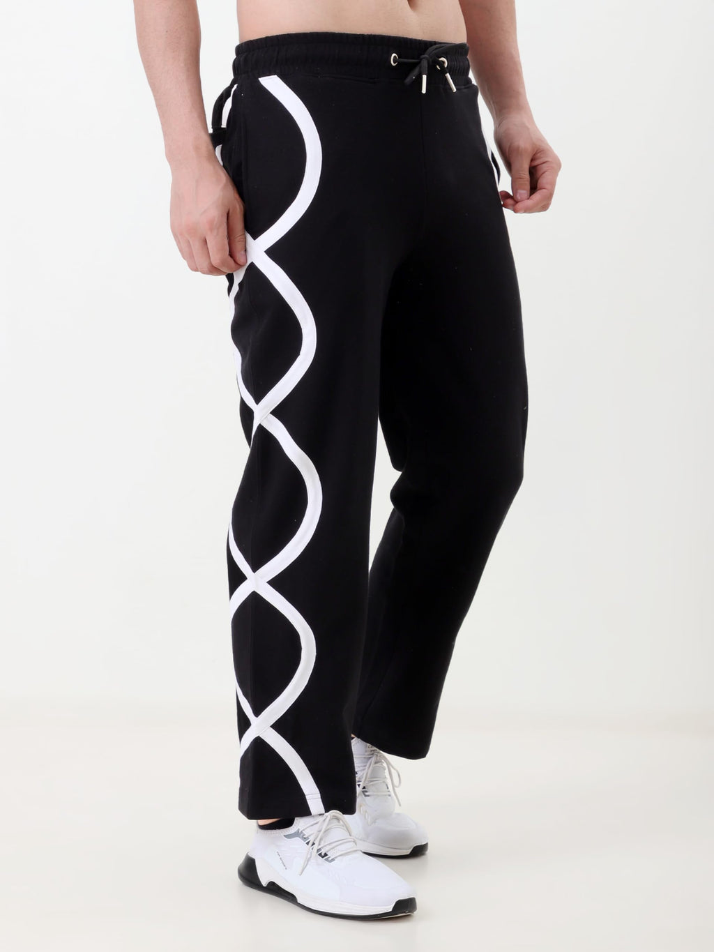 Striped Men Black, White Track Pants