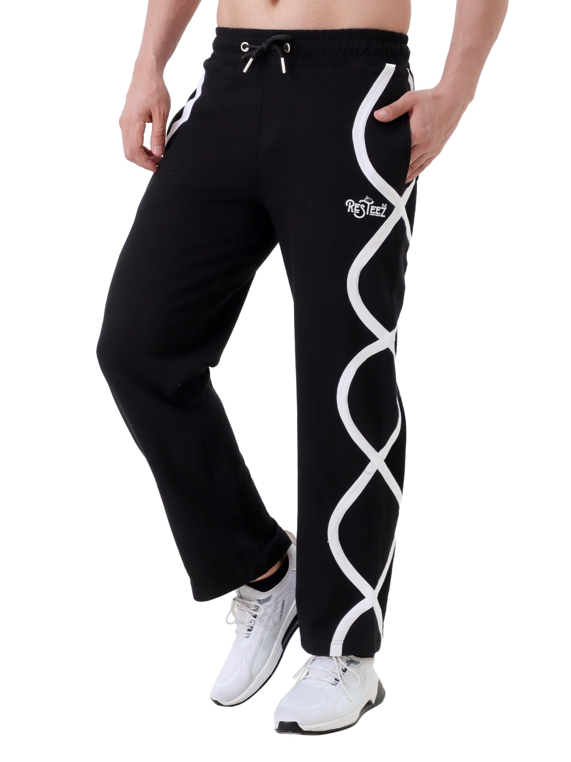 Striped Men Black, White Track Pants