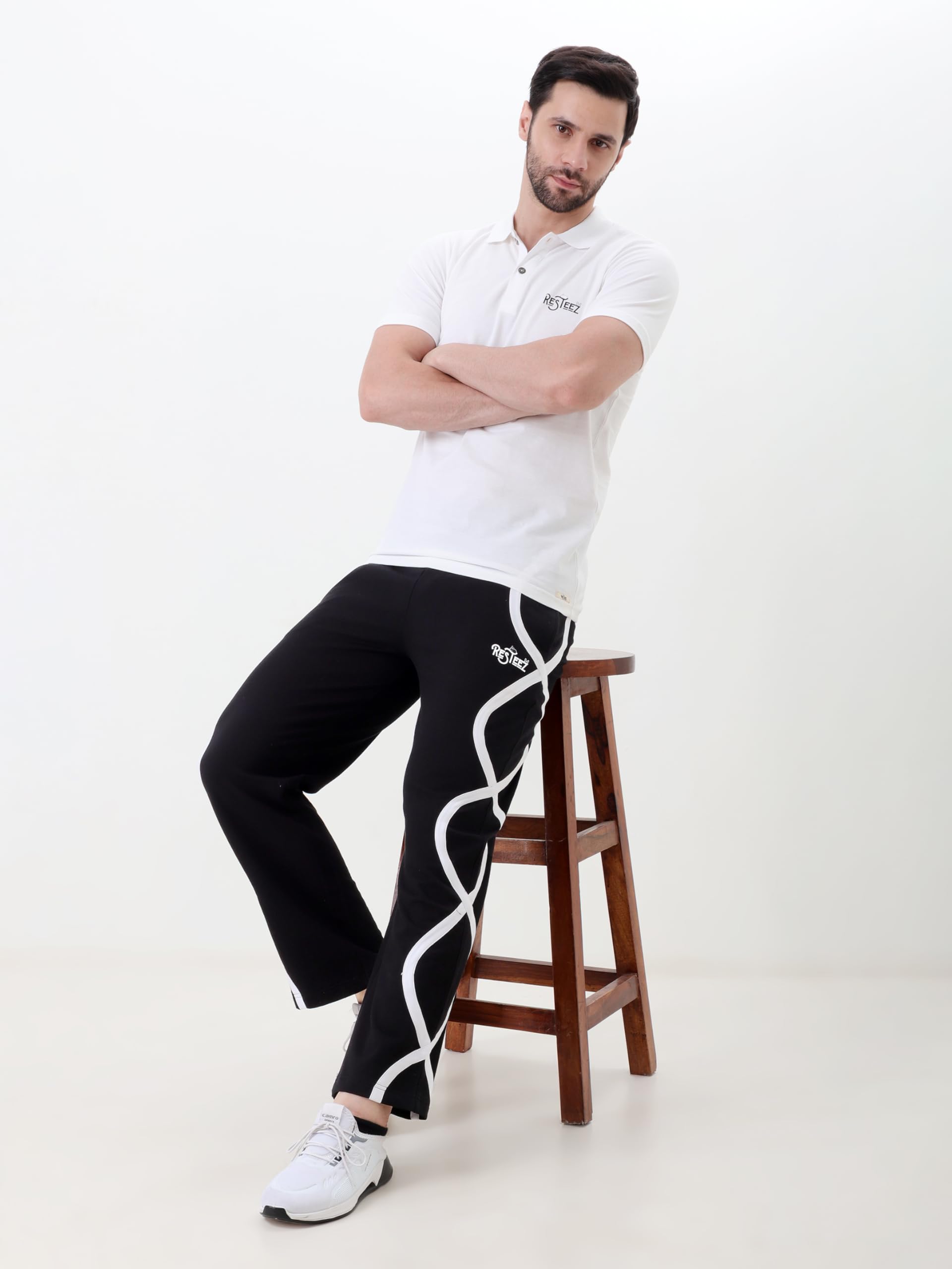 Striped Men Black, White Track Pants