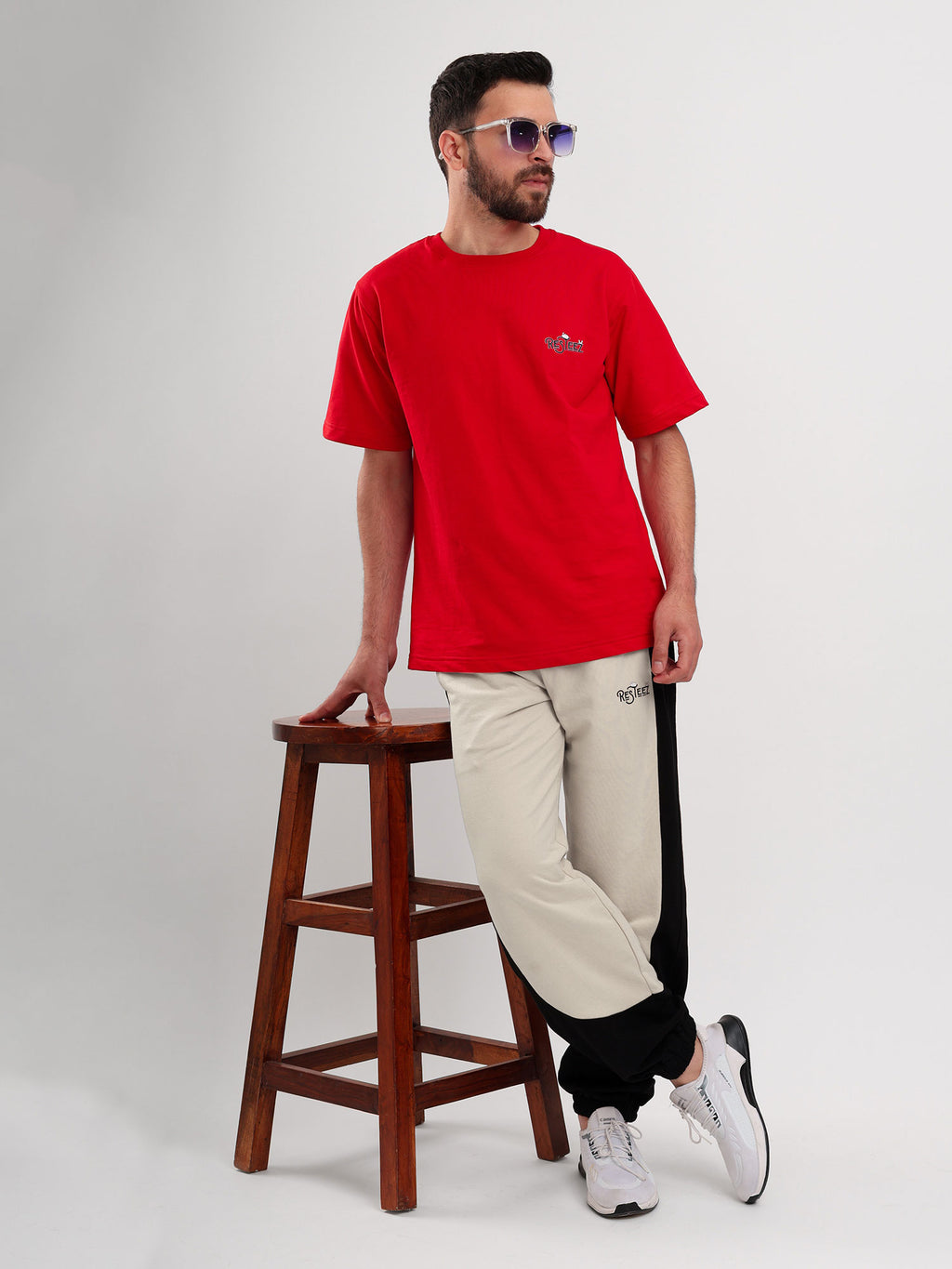 Men's Regular Fit Cotton Blend Track Pant with Side Panel Design, Elastic Waist & Drawstring