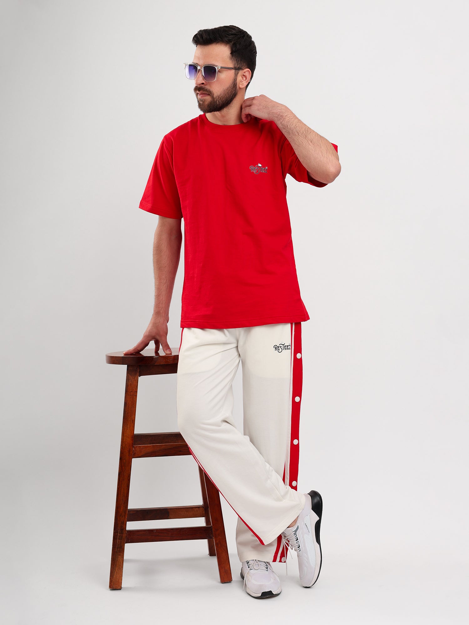 Men's Regular Fit Side Snap Track Pant with Adjustable Drawstring, Side Pockets & Straight Fit