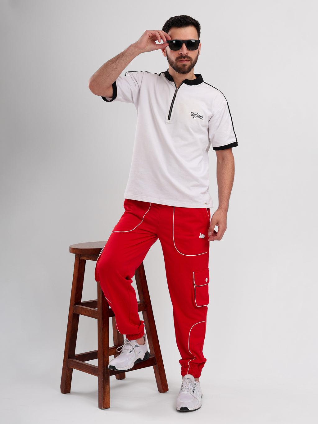 Men's Premium Half Zip Polo T-Shirt with Back Graphic Print