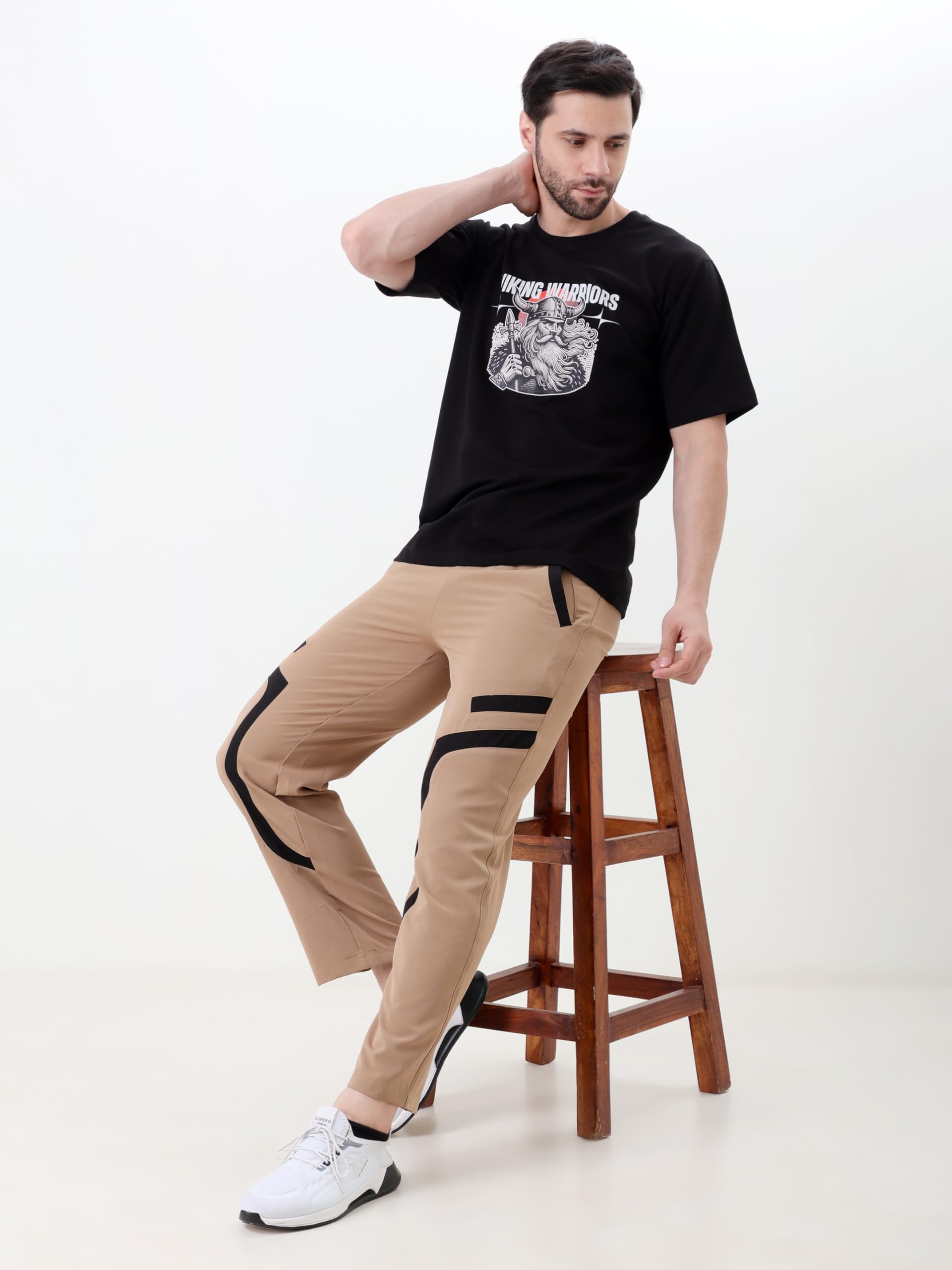 Men Viking Warriors Graphic Oversized T Shirt Premium Cotton Casual Streetwear Tee