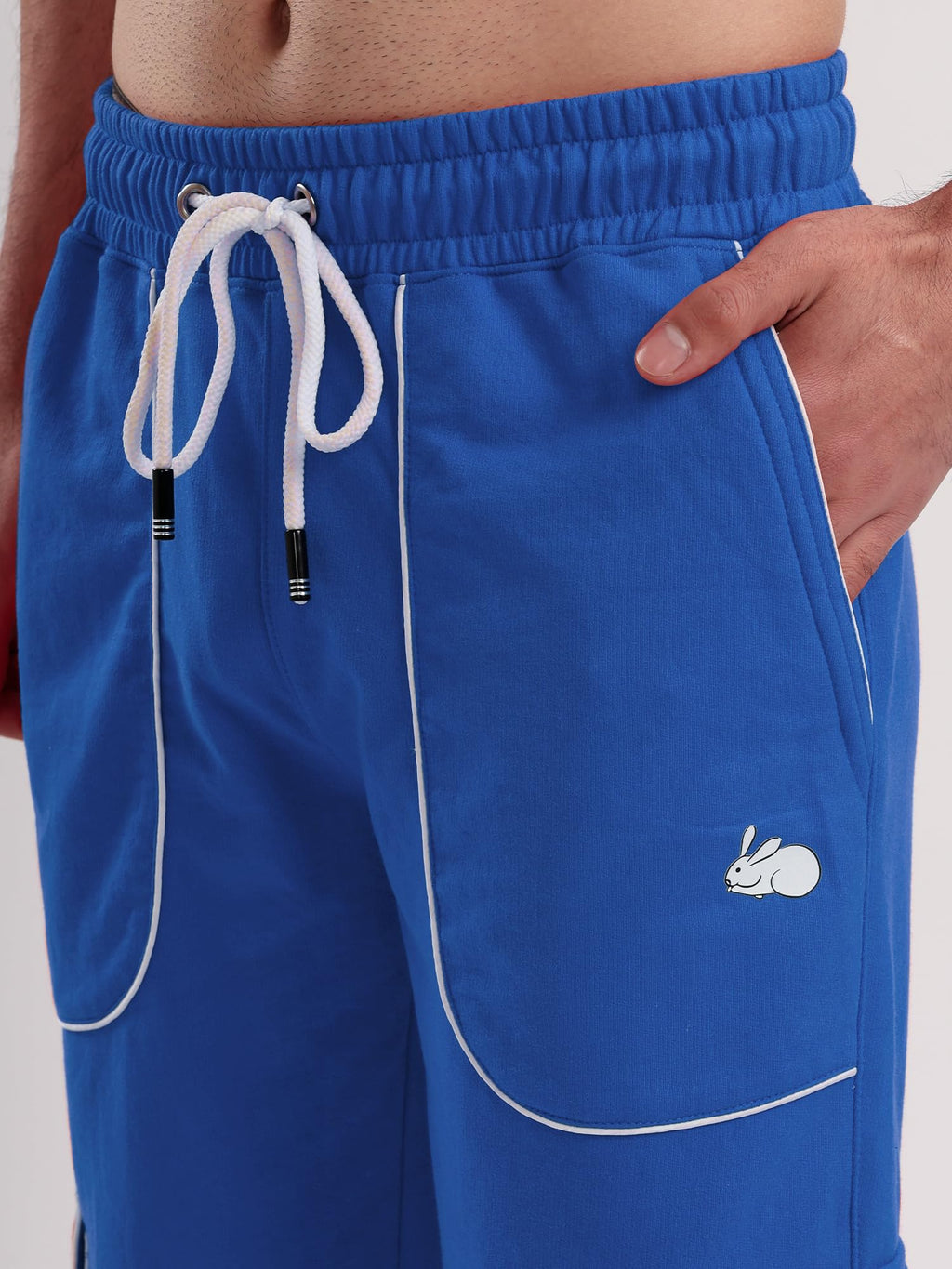 Men's Cargo Track Pant with Drawstring Waist, Multi-Pocket Jogger Pants with White Piping Detail