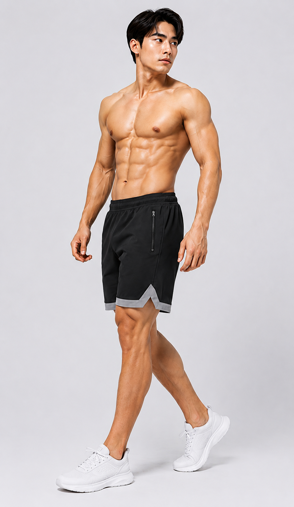 Resteez Men's Premium Active Flex Gym & Running Shorts with Zipper Pocket