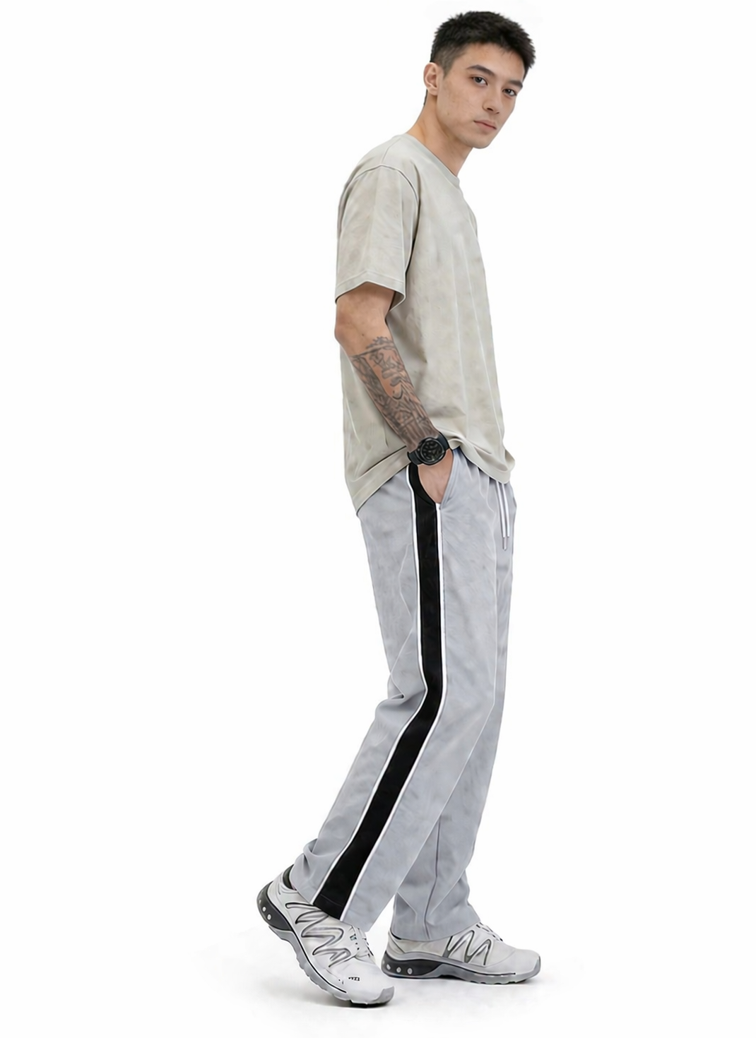 Men's Regular Fit Track Pant with Side Panel | Drawstring Athletic Joggers | Sports & Casual Lower