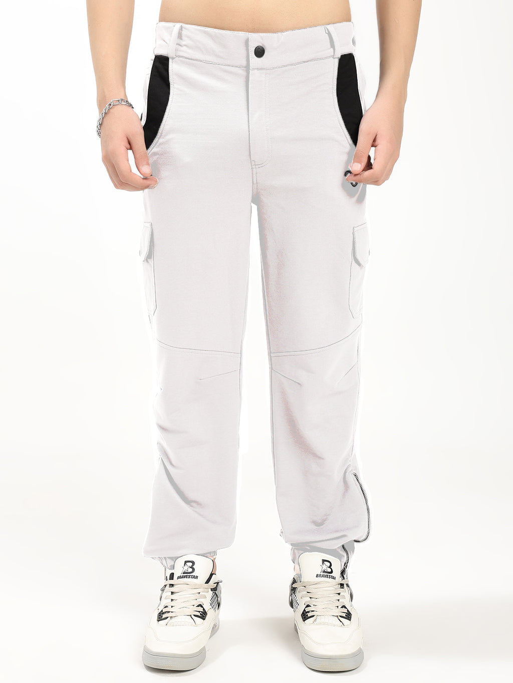 Men's Slim Fit Cargo Jogger Pants with Zip Hem & Utility Pockets