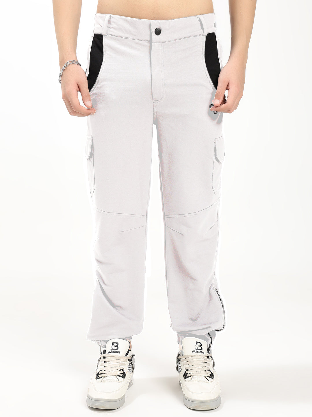 Men's Slim Fit Cargo Jogger Pants with Zip Hem & Utility Pockets