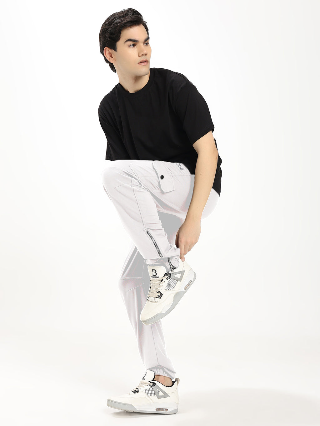 Men's Slim Fit Cargo Jogger Pants with Zip Hem & Utility Pockets